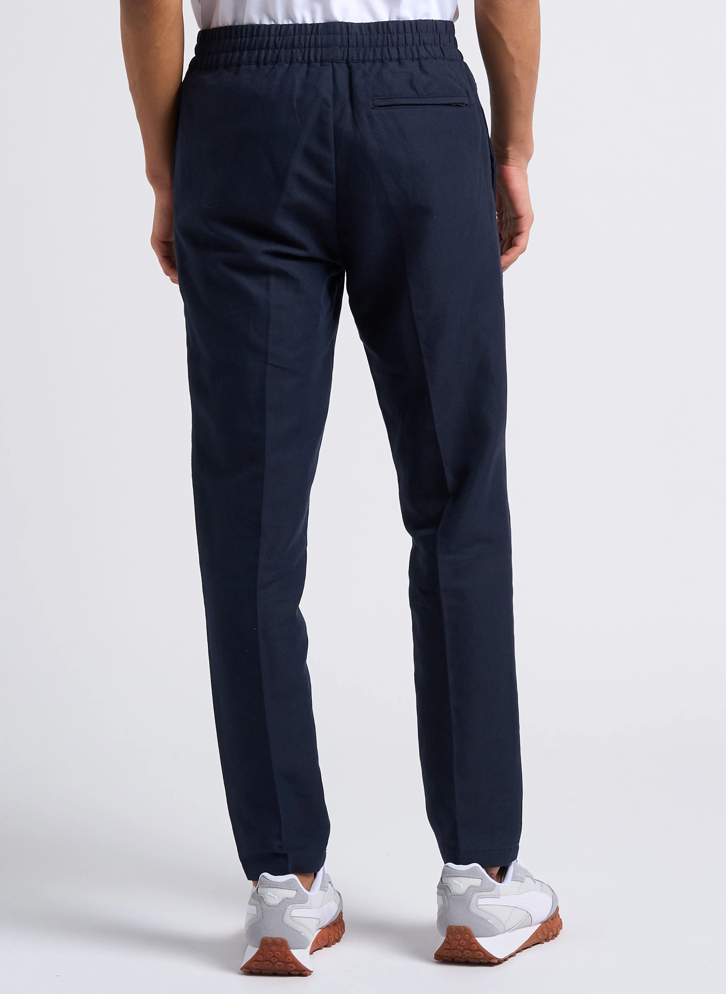SMITHY - Pantalon slim en coton bio et lin | Bleu