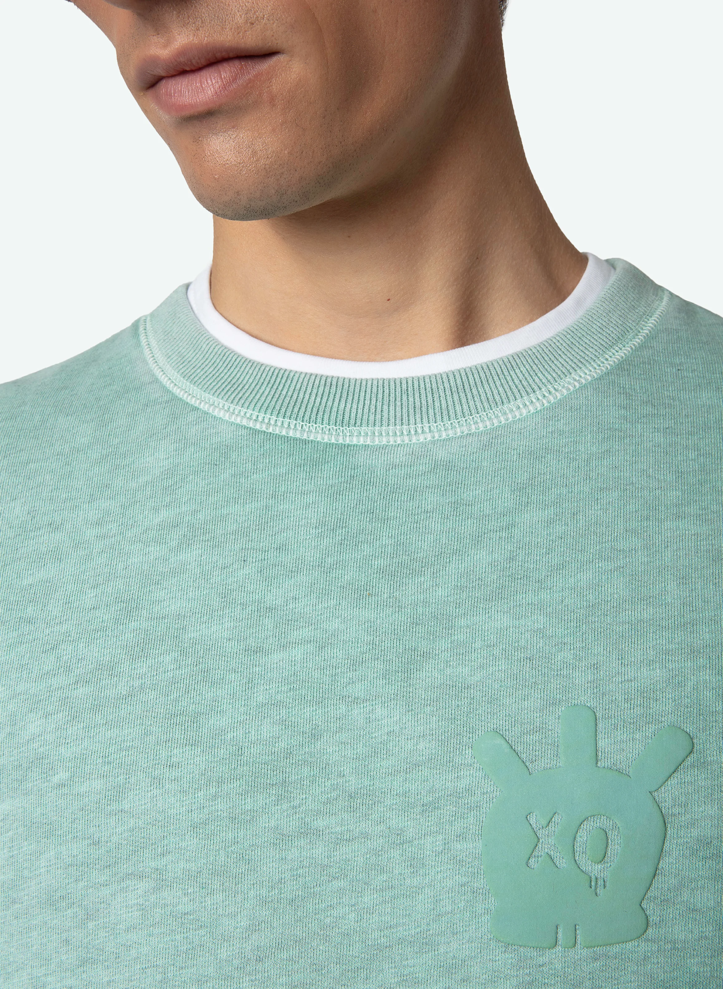 STONY - Sweatshirt col rond molletonné en coton| Vert