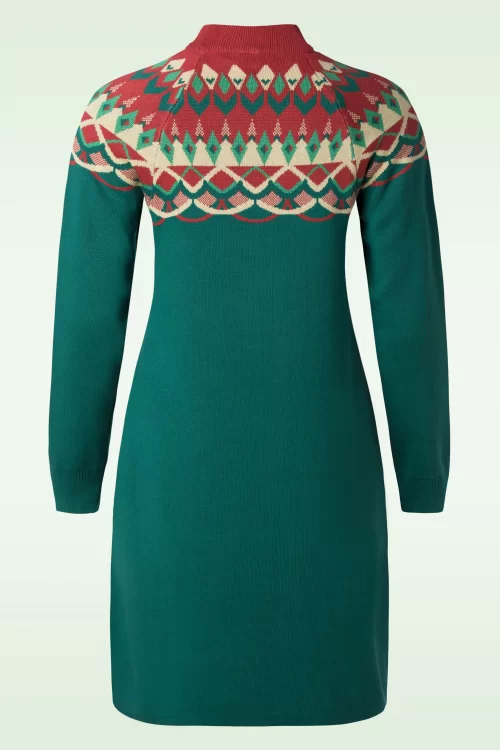 Blutsgeschwister Scandi Woods gebreide jurk in Nostalgic Island Green