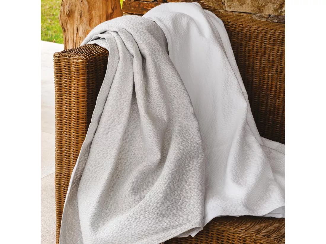 Dessus de lit Jacquard 230x250 cm CAMARGUE coton et polyester blanc