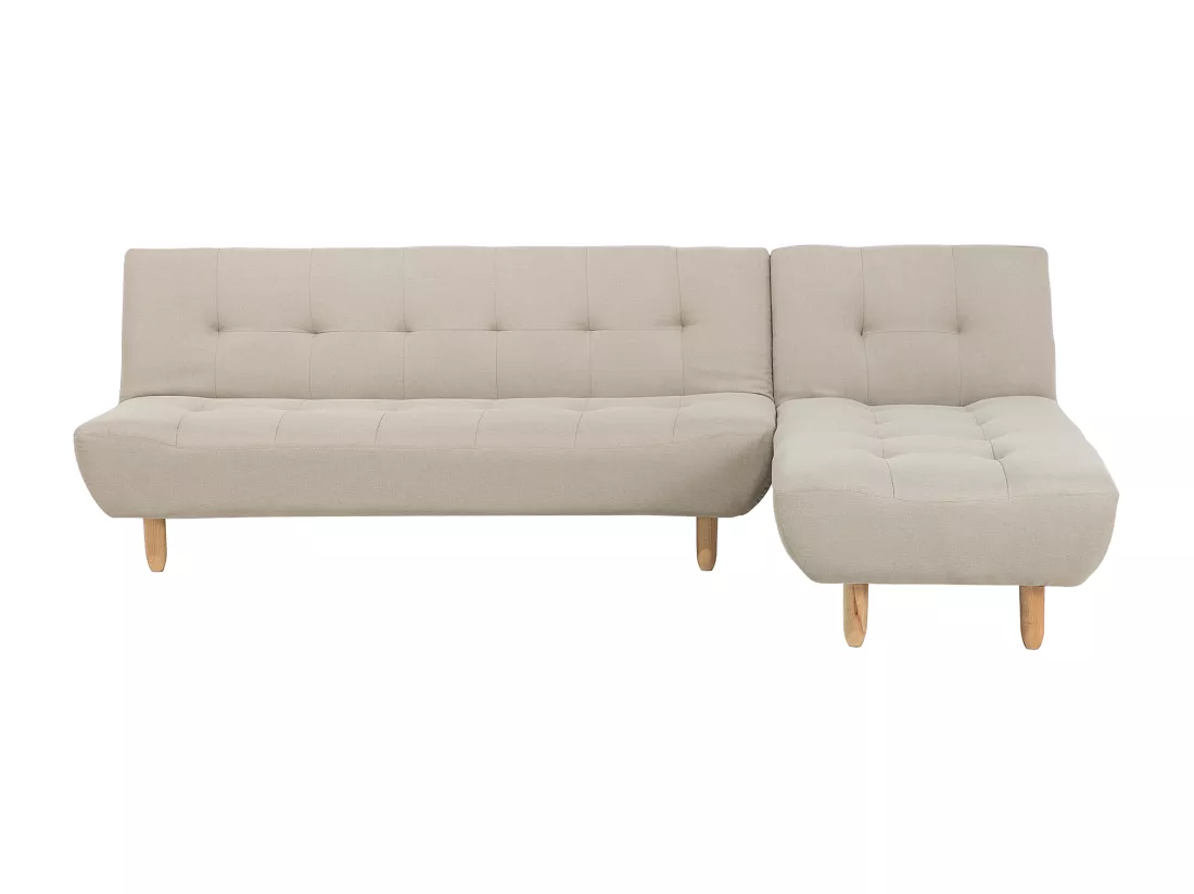 Canapé angle à droite convertible en tissu beige 4 places ALSTEN