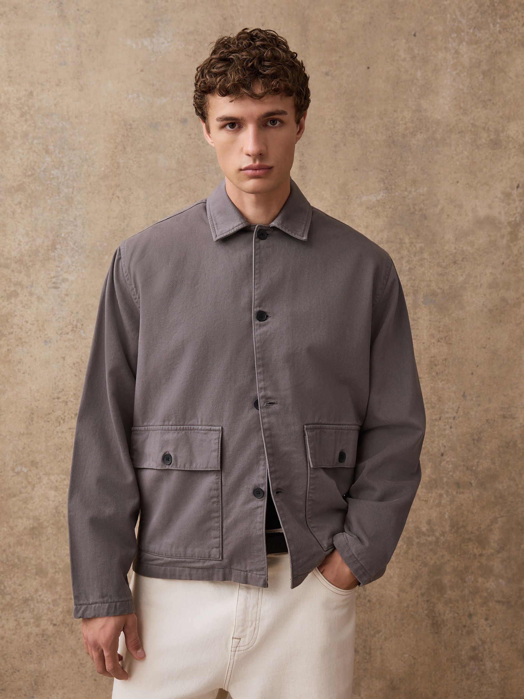 Antraciet - Boxy Fit Twill Shacket