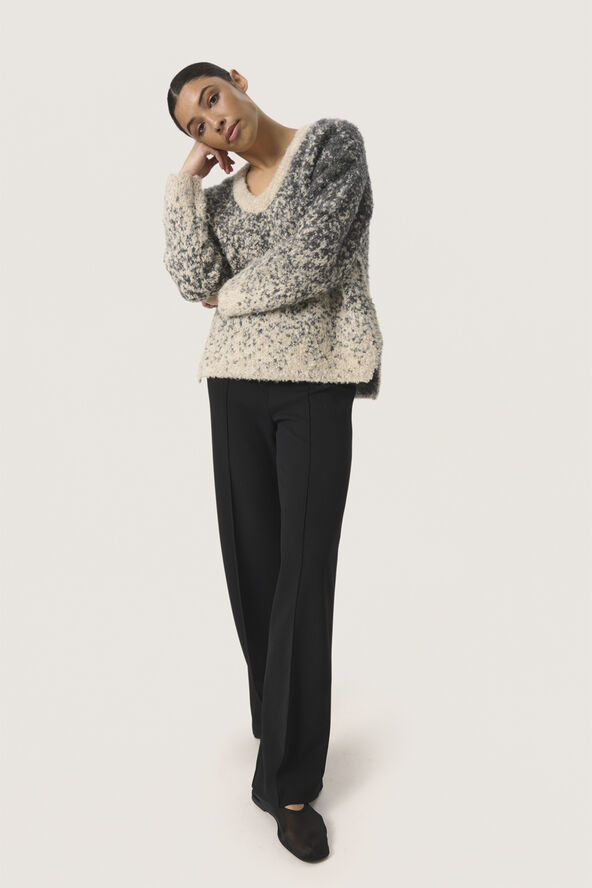 Soaked in Luxury SLVenessa Pullover Oatmeal and grey jaquard