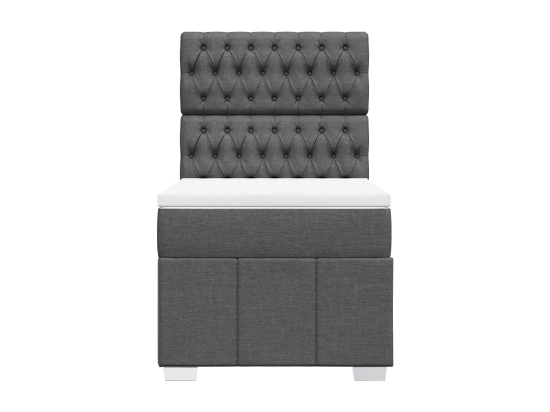 Sommier à lattes de lit et matelas Gris foncé 90x190 cm Tissu