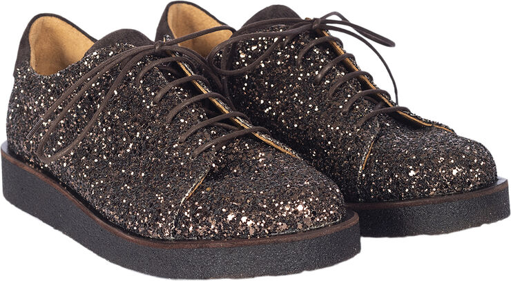 ANGULUS Sneaker i glitter på plateausål 2487/2193 brown glitter/dark b