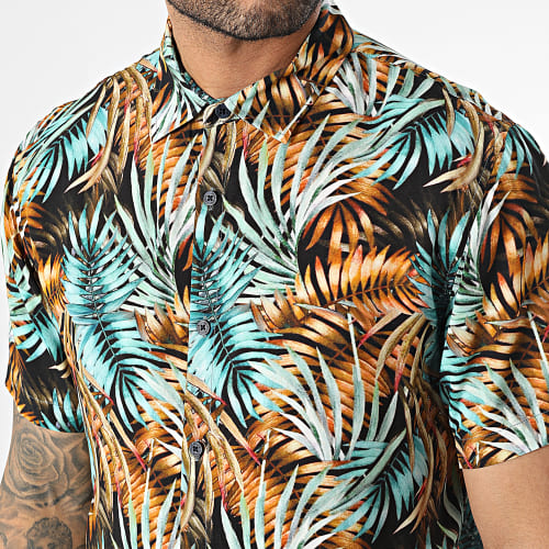 Chemise Manches Courtes Floral Vikke Vert Noir