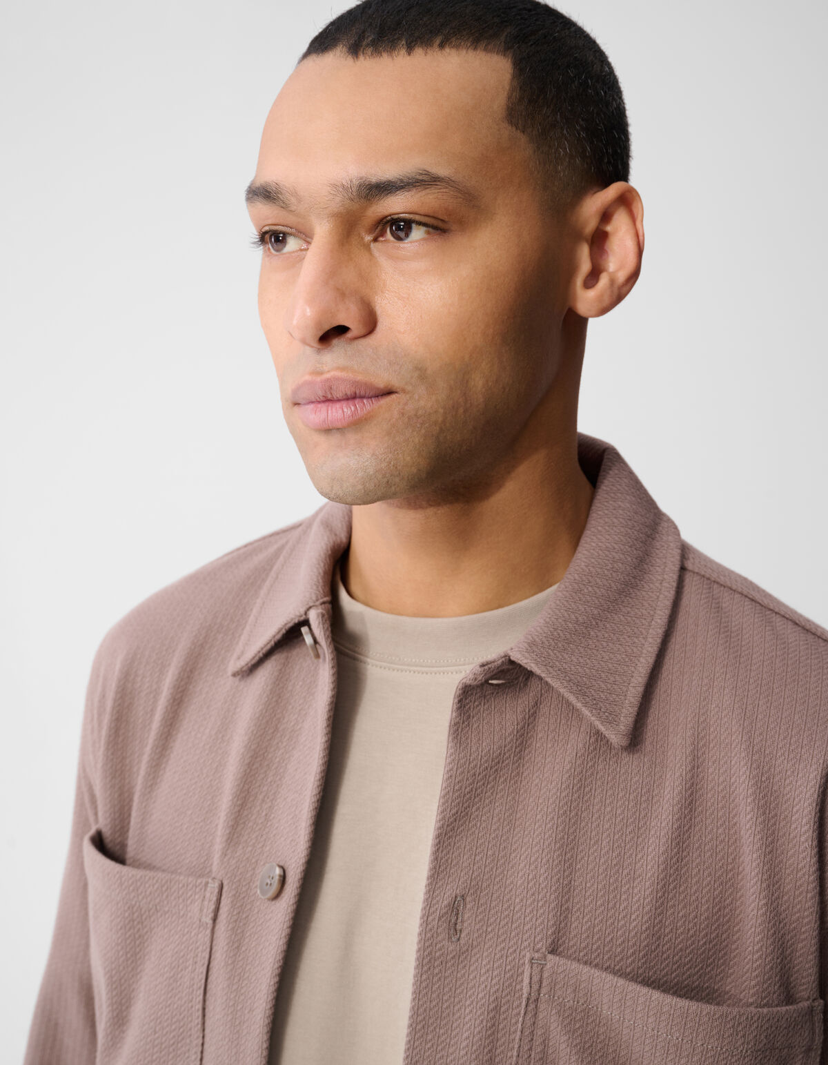 Structuur Overshirt Lichtbruin