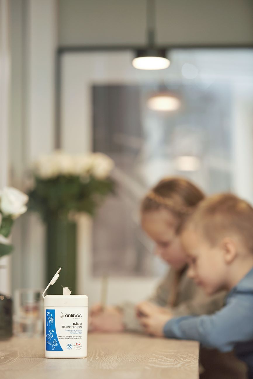 Antibac Pharma Hånddesinfeksjon 85% våtservietter boks à 40 stk