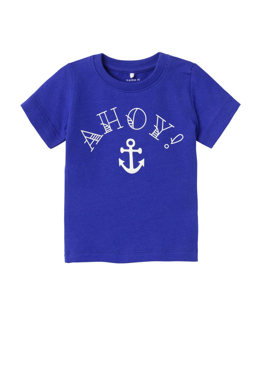 NAME IT baby T-shirt NBMFALVIN met tekst kobaltblauw