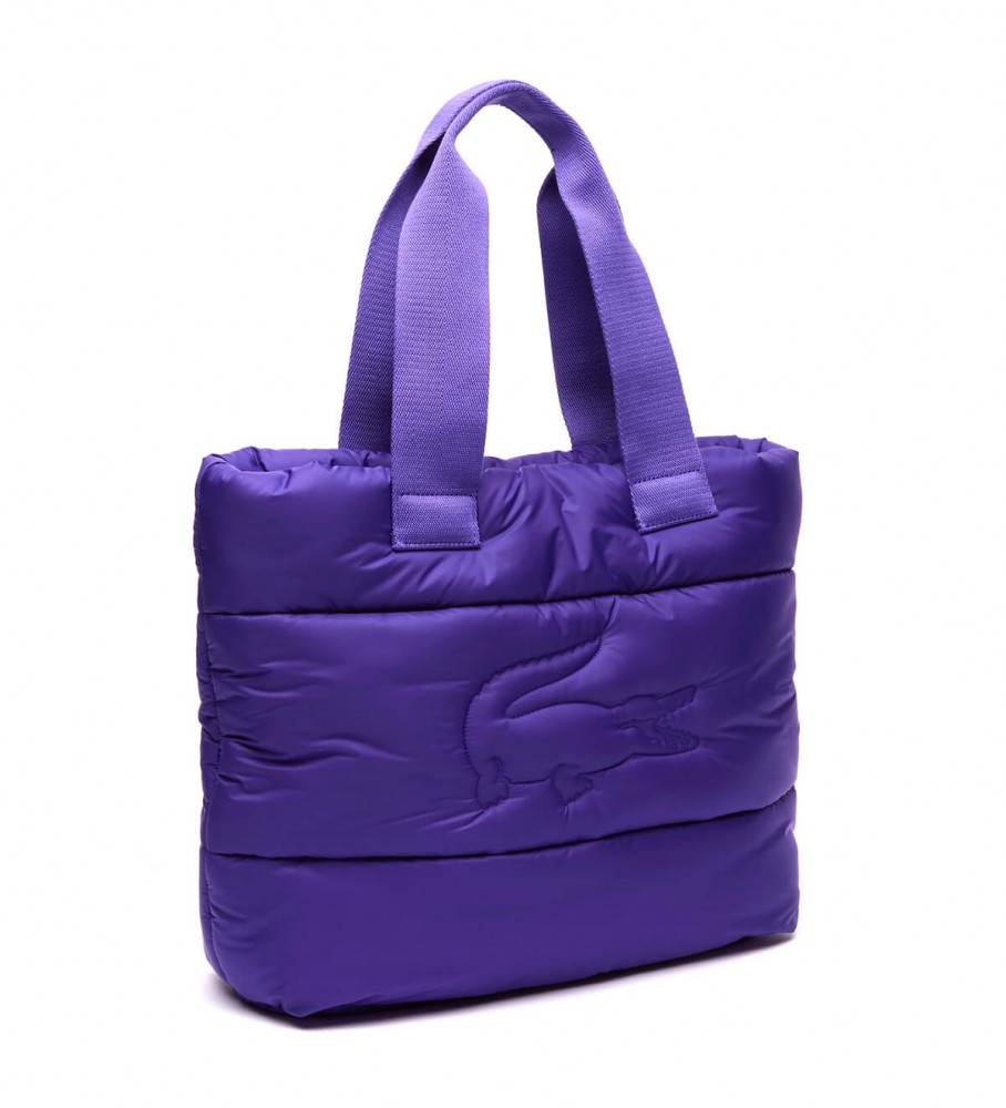 Bolsa tote acolchoada Lacoste Puffy Croc, azul