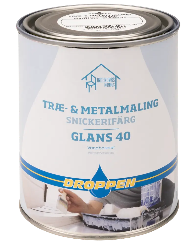 Droppen Træ- og metalmaling 1 L glans 40 - hvid