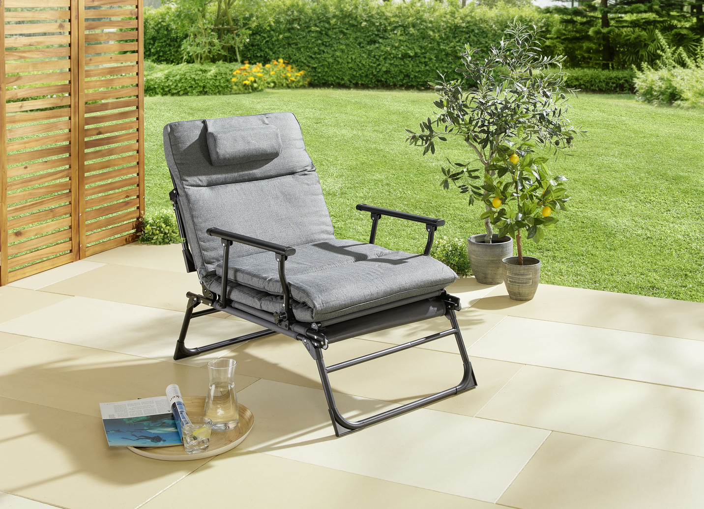 Gartenliege 2 in 1 mit zusätzlichem Kopfkissen