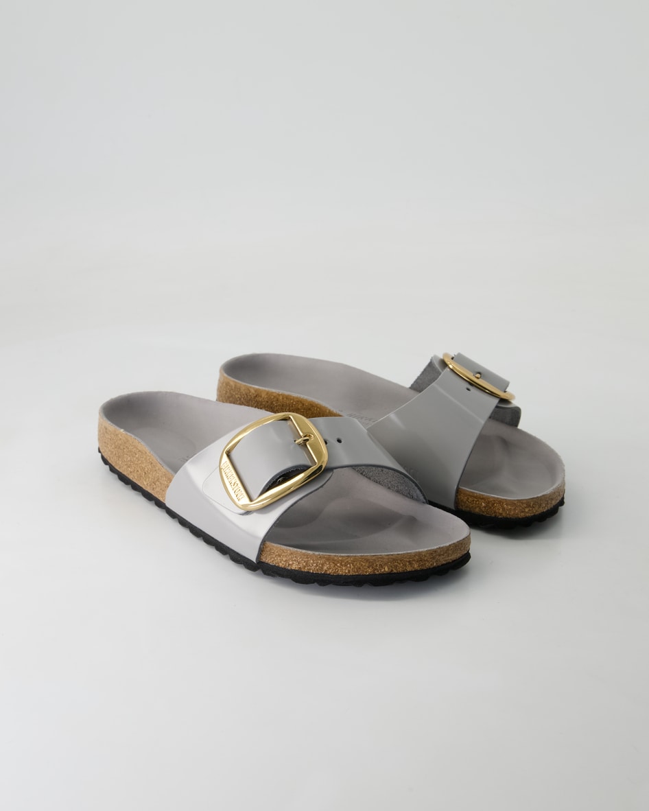Birkenstock Madrid Big Buckle Pantoletten in Grau