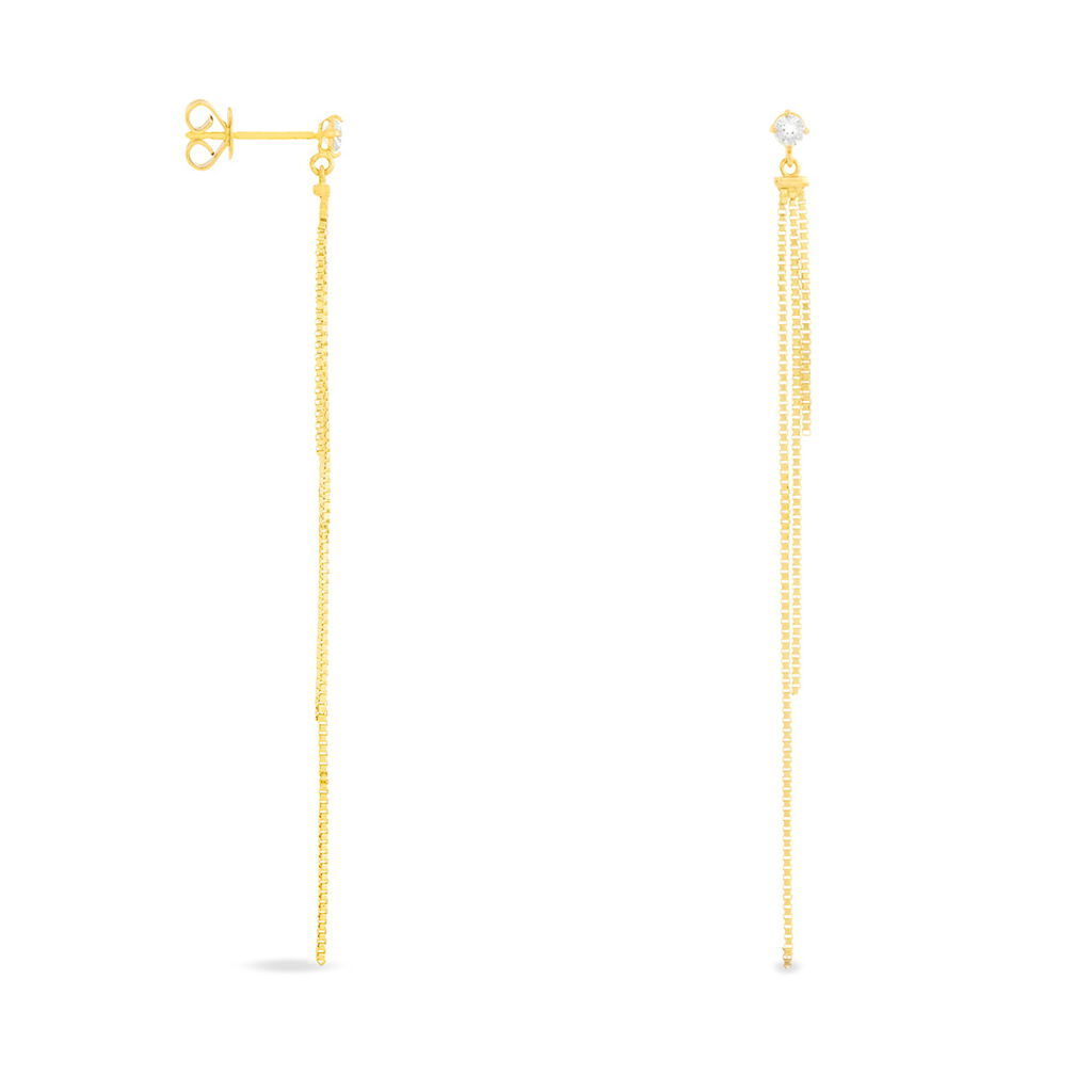Boucles D'oreilles Pendantes Carrine Or Jaune Oxyde De Zirconium
