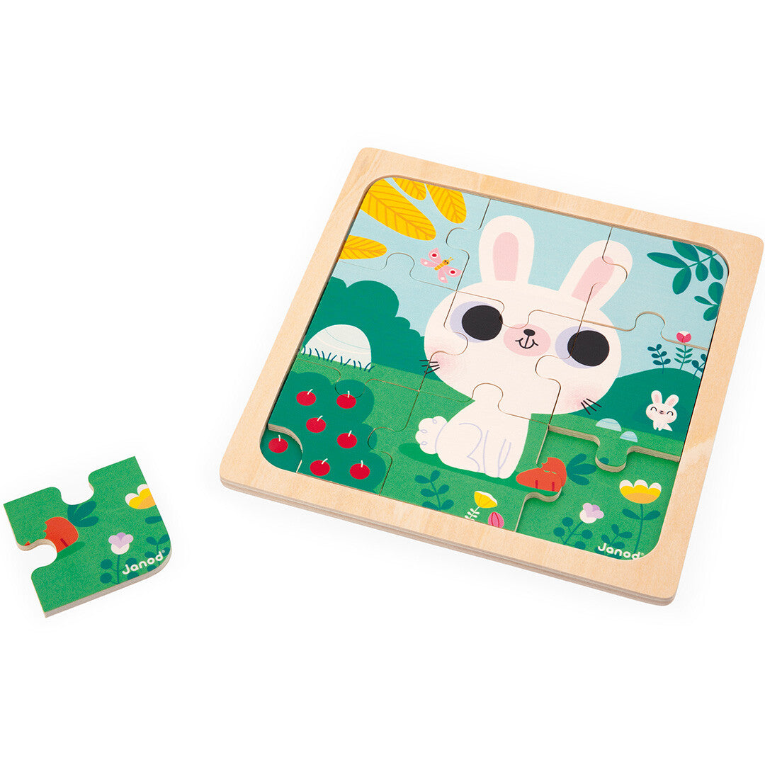 Janod puzzel wit konijn - 9st