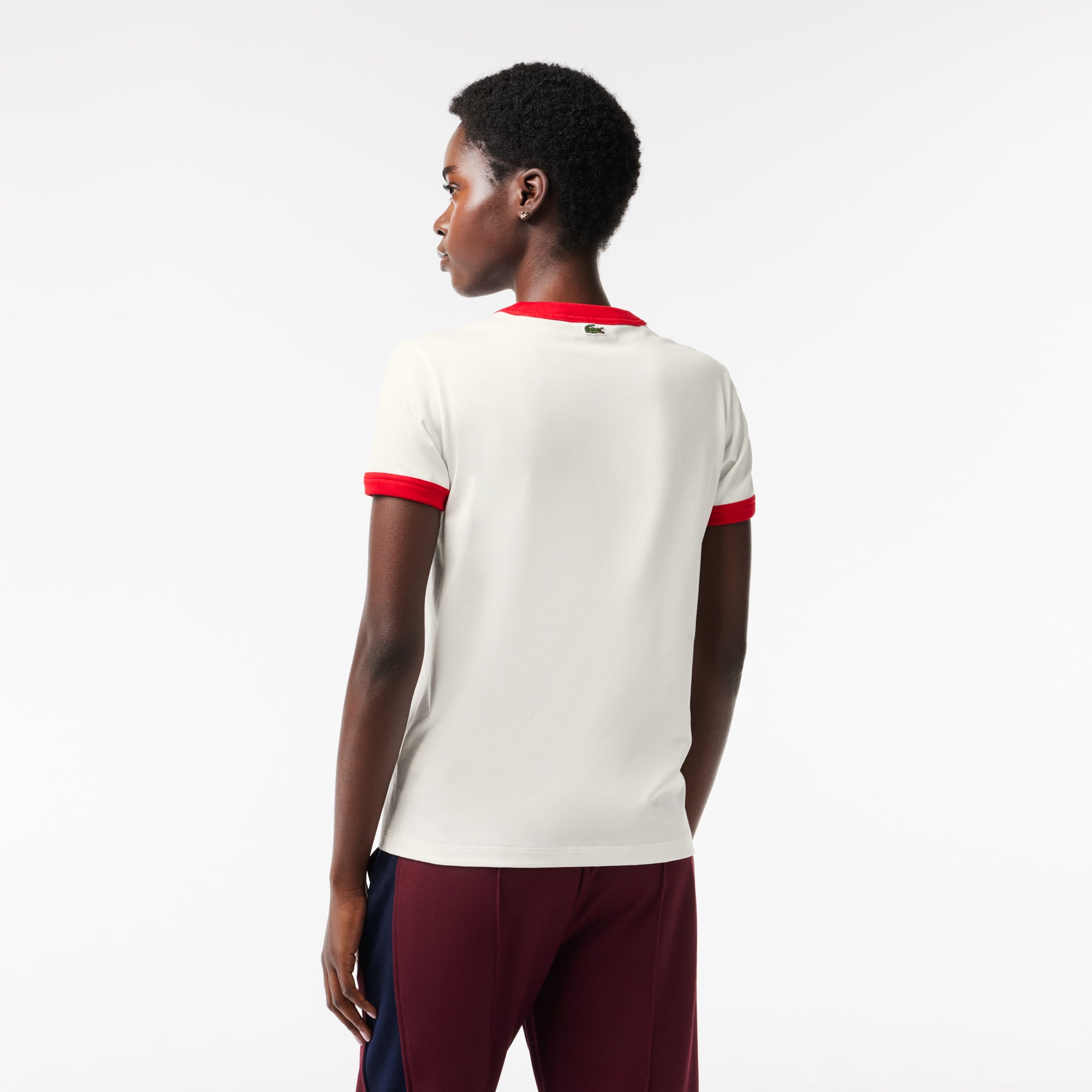 T-shirt slim fit en coton badge tennis T-Shirts - Blanc - Lacoste - Femme