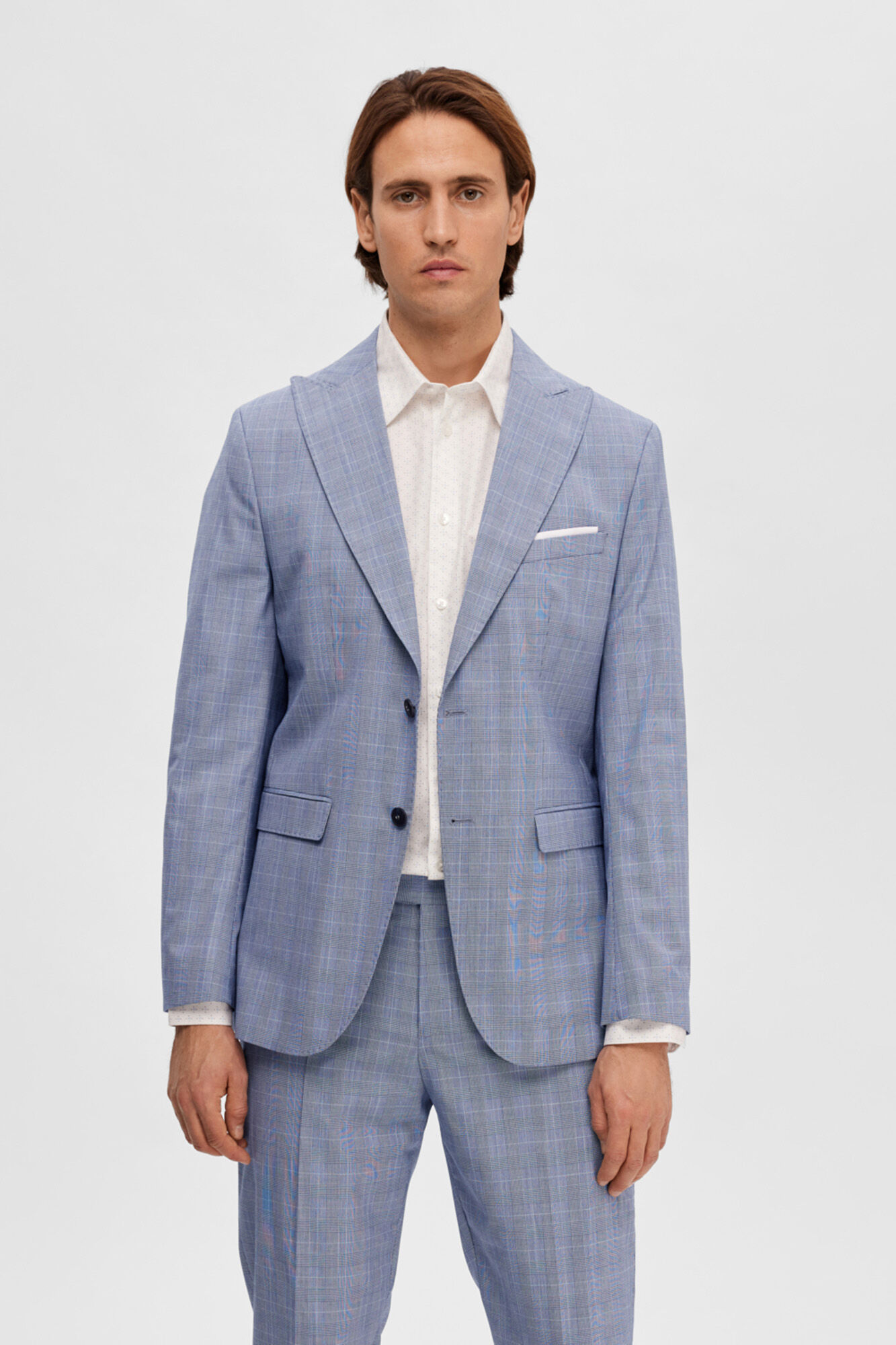 Blazer xadrez de corte justo. - Azul