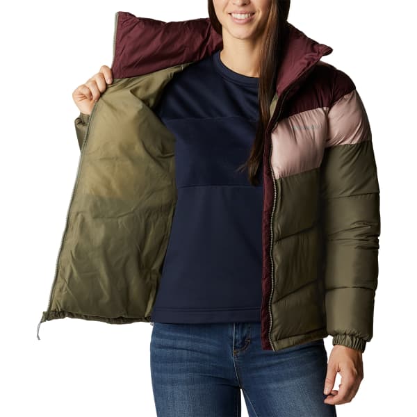 Doudoune COLUMBIA PUFFECT COLOR BLOCKED JKT W STONE GREEN, MINERAL PINK, MALBEC