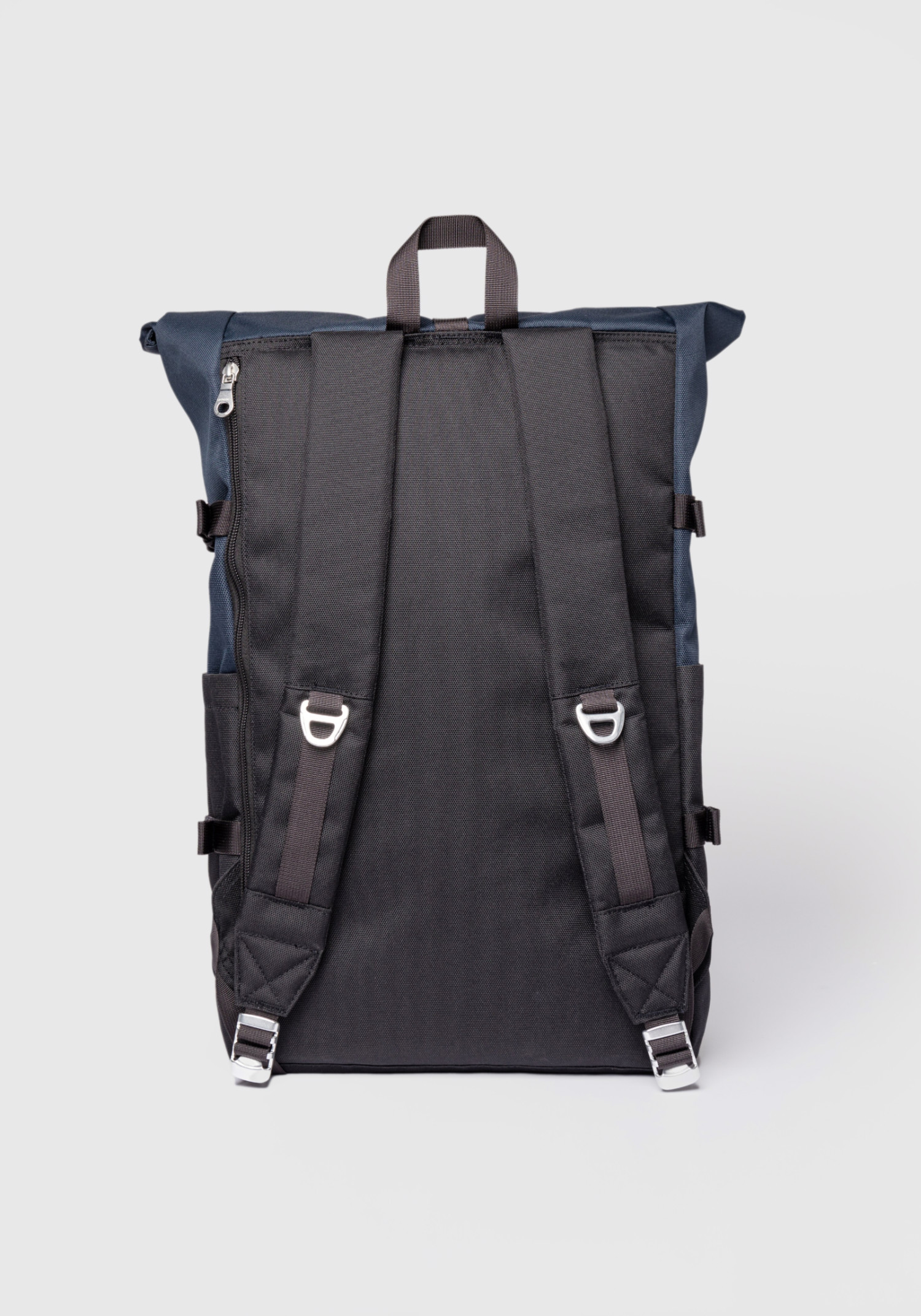 Sandqvist Rucksack Icon Rolltop Backpack L Multi Black/Navy With Black Leather