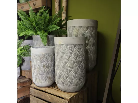 3 Cache-pots grandes tailles plante extérieur béton gris 40-49-60cm