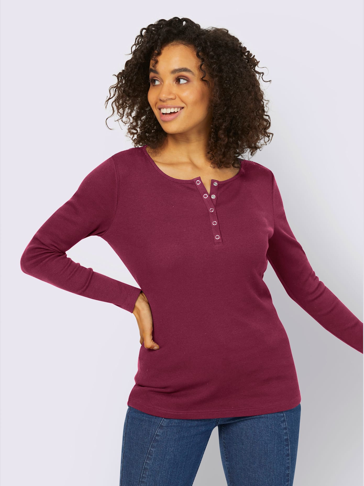T-shirt encolure avec patte de boutonnage