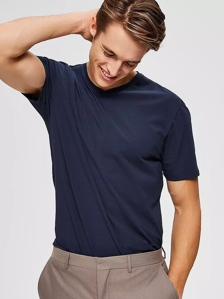 SELECTED T-Shirt SLHNEWPIMA blau