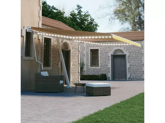 Auvent automatique capteur de vent/LED 400x300cm Jaune et blanc
