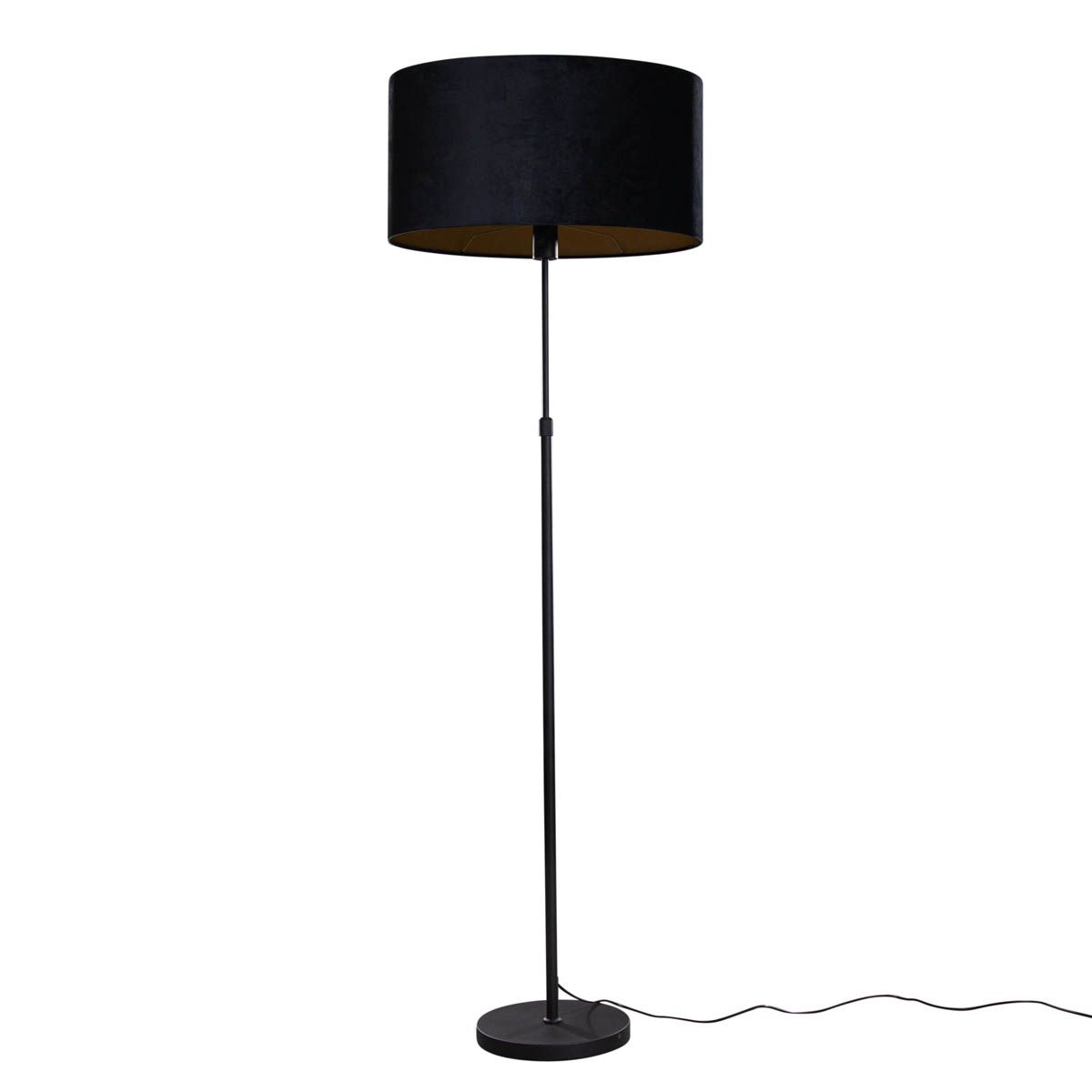 Vloerlamp zwart met ovale velours kap zwart 50cm - Parte
