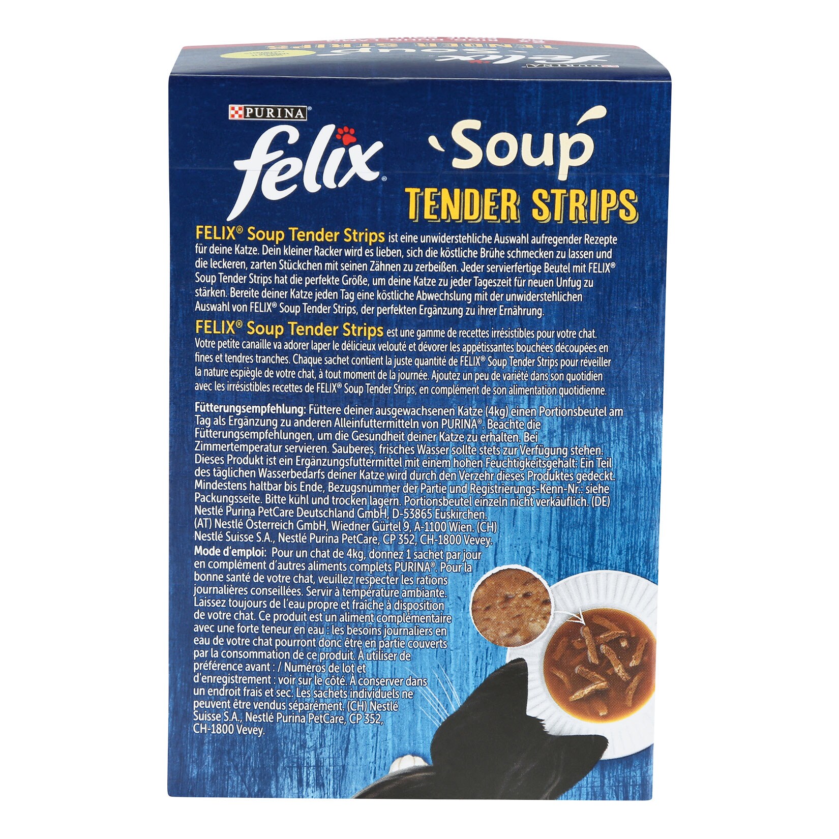 Felix Katzennahrung Soup Tender Strips 6 x 48 g, verschiedene Sorten, 8er Pack