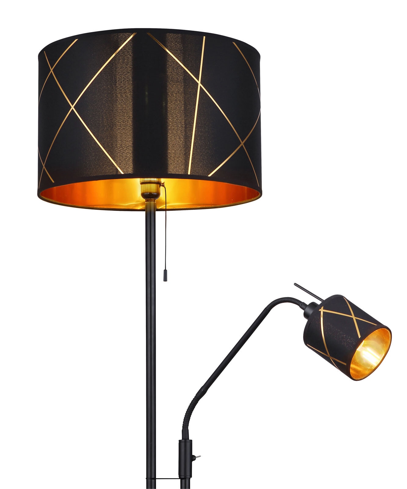 BEMMO Stehlampe schwarz 15431S3, D/H: 40 x 175 cm, Metall, Textil, Kunststoff
