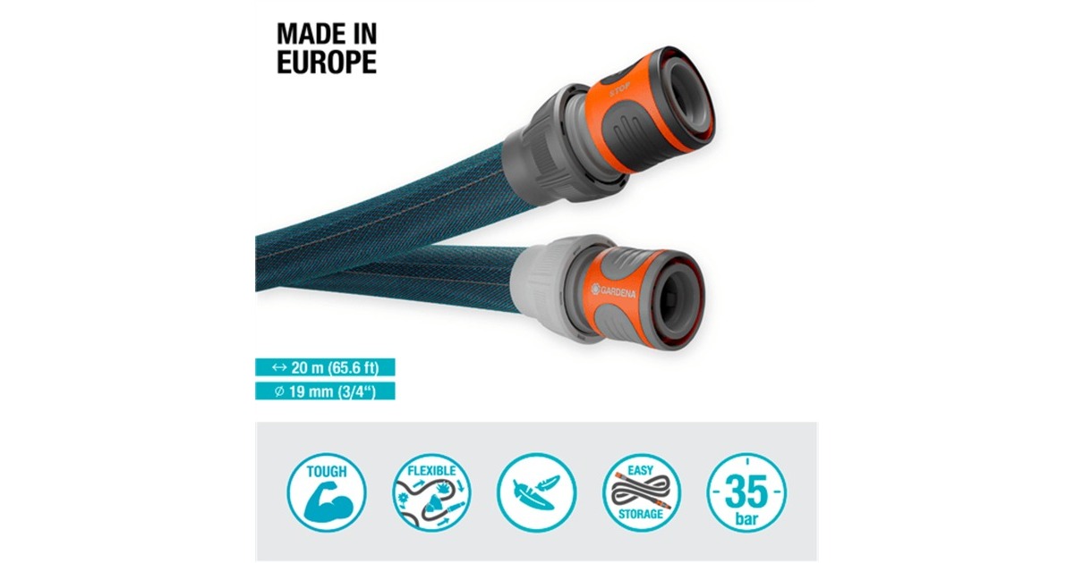 GARDENATextielslang Liano Xtreme 19 mm (3/4”), 20 m  (Donkergrijs/oranje)