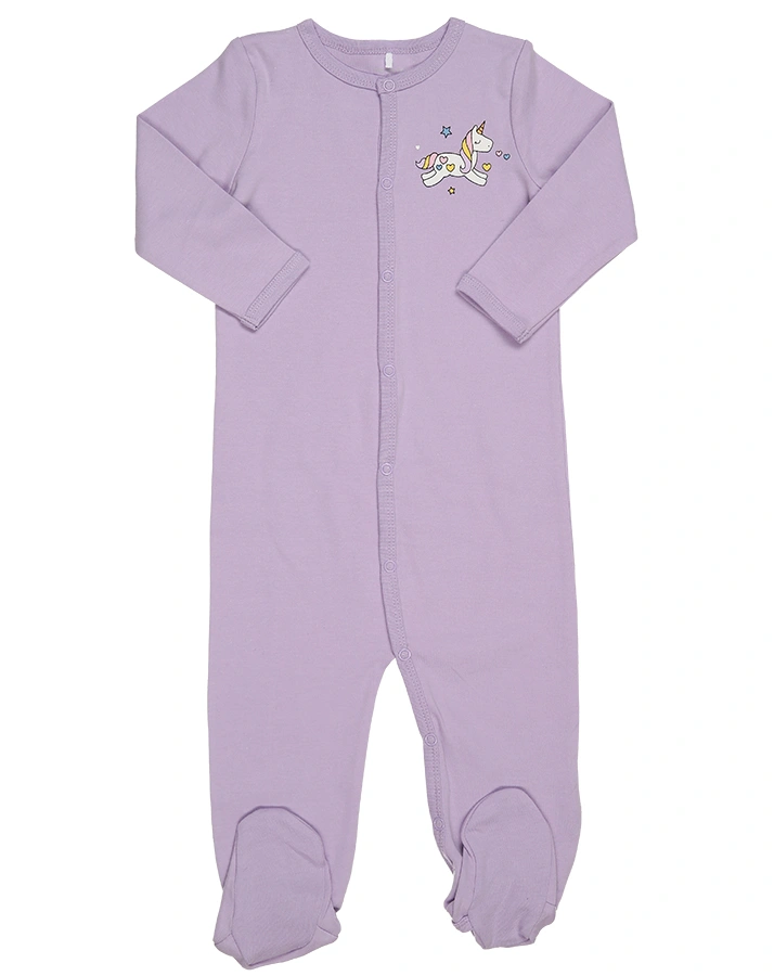 Schlafstrampler NBFNIGHTSUIT LAVENDULA 2er-Pack mit Fuß in weiß/lila