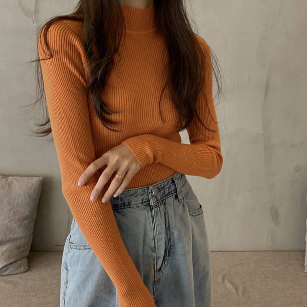 Maido - Gebreide top met lange mouwen en mock-neck