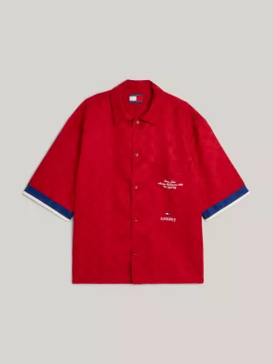 Camisa xadrez de manga curta em sarja
