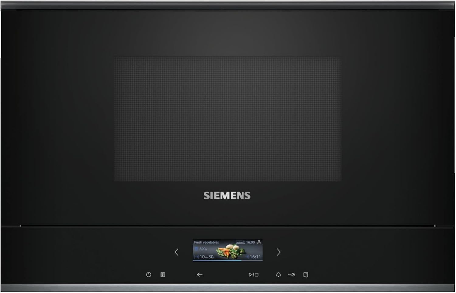 Siemens BF722R1B1 iQ700 Einbau-Mikrowelle, cookControl7 - Automatikprogramme, humidClean Plus - Innenraumreinigung, cookControl Plus - für gute Ergebnisse, TFT-Full-Touchdisplay, Schwarz