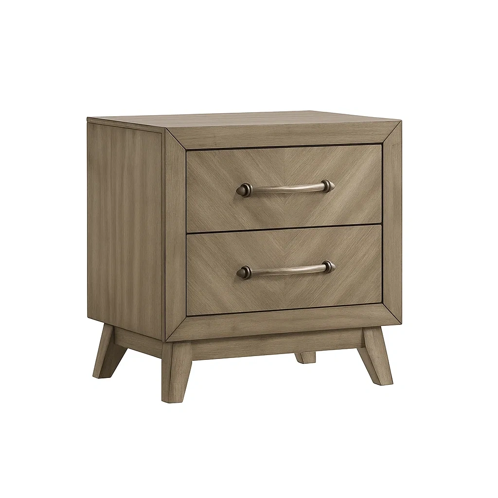 Table de chevet en bois chêne clair à 2 tiroirs