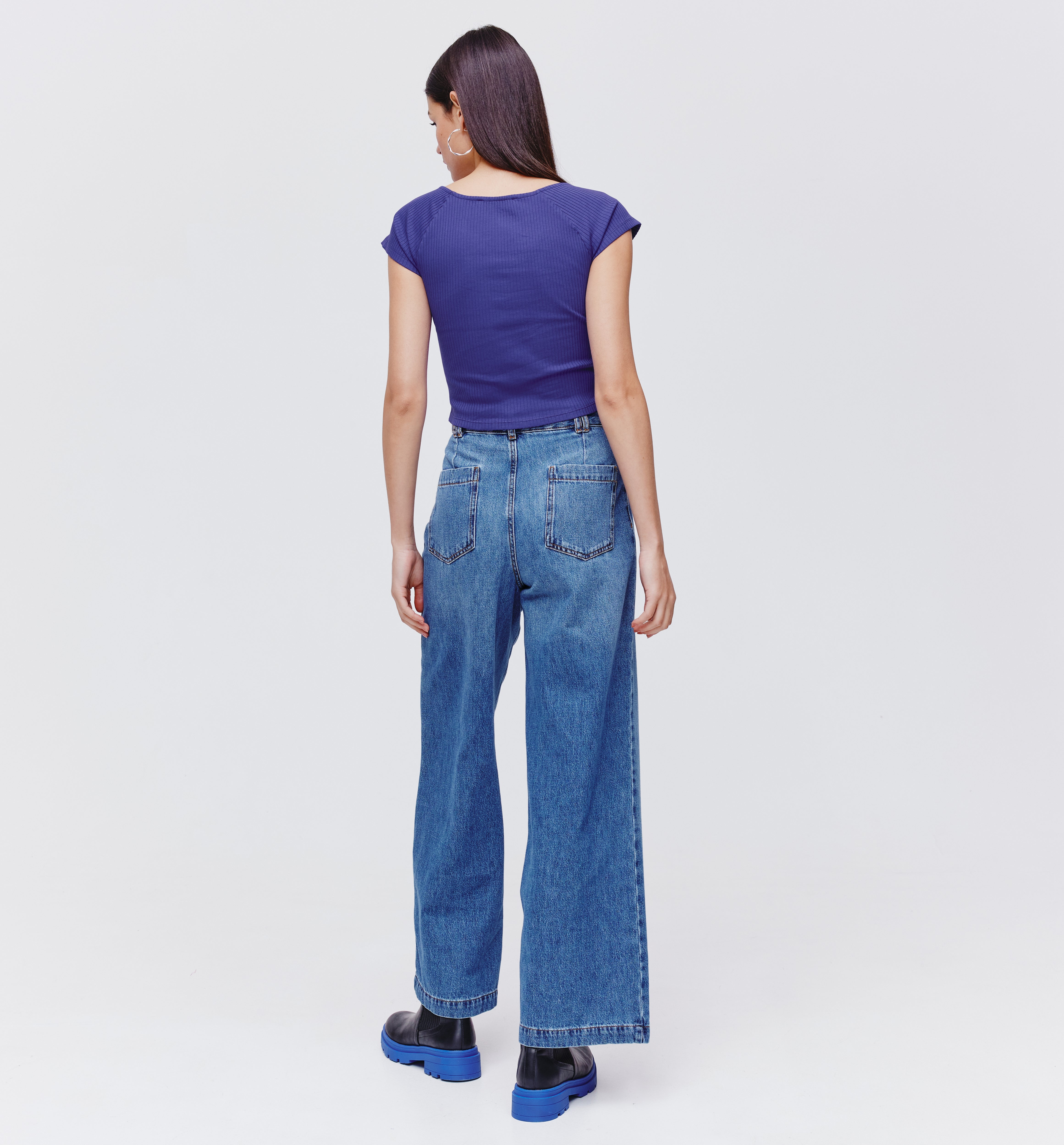 Crop top uni - Bleu