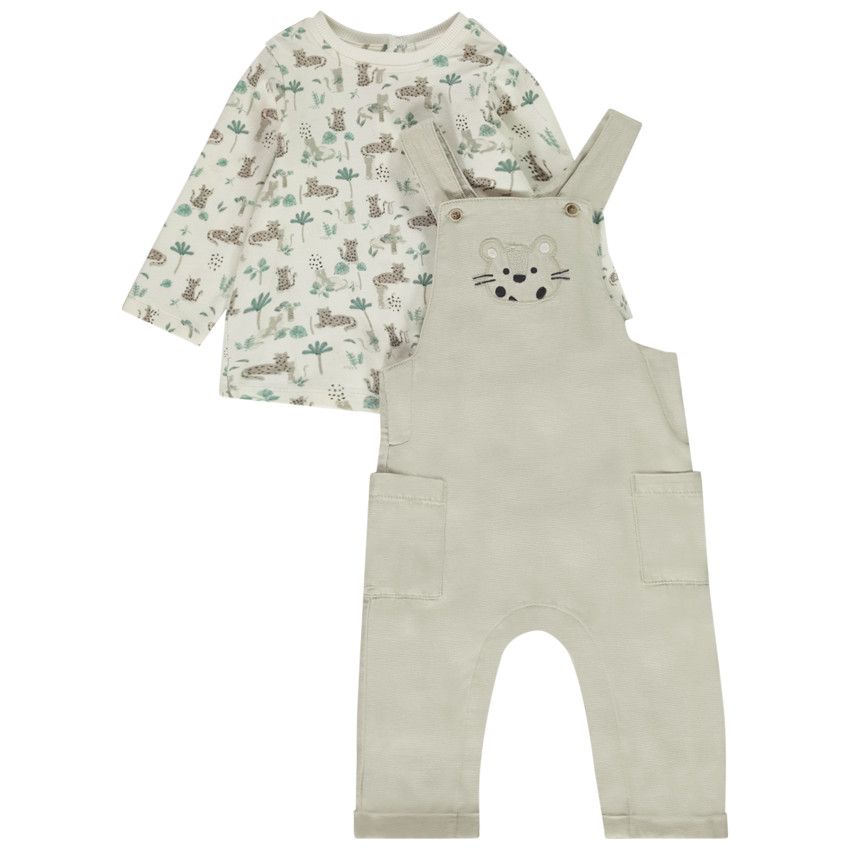Ensemble 2 pièces imprimé savanne pour bébé garçon - Ecru