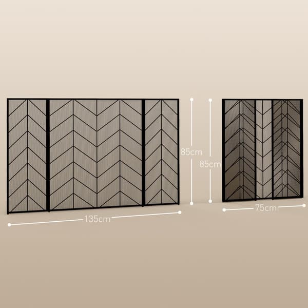 Peisvakt, sammenleggbar peisport med 3 paneler, ovnsbeskyttelse, gnistbeskyttelse for stue, stål, 135 x 85 cm, svart