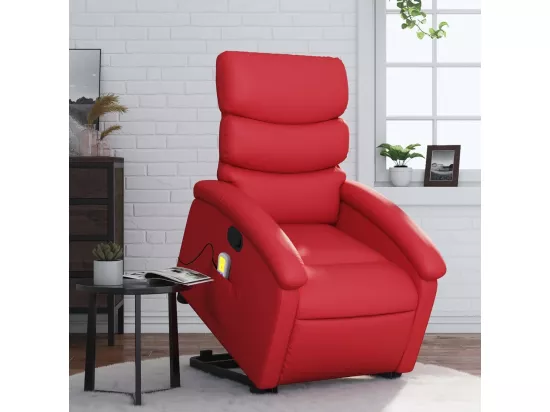 Fauteuil inclinable massant Rouge Similicuir
