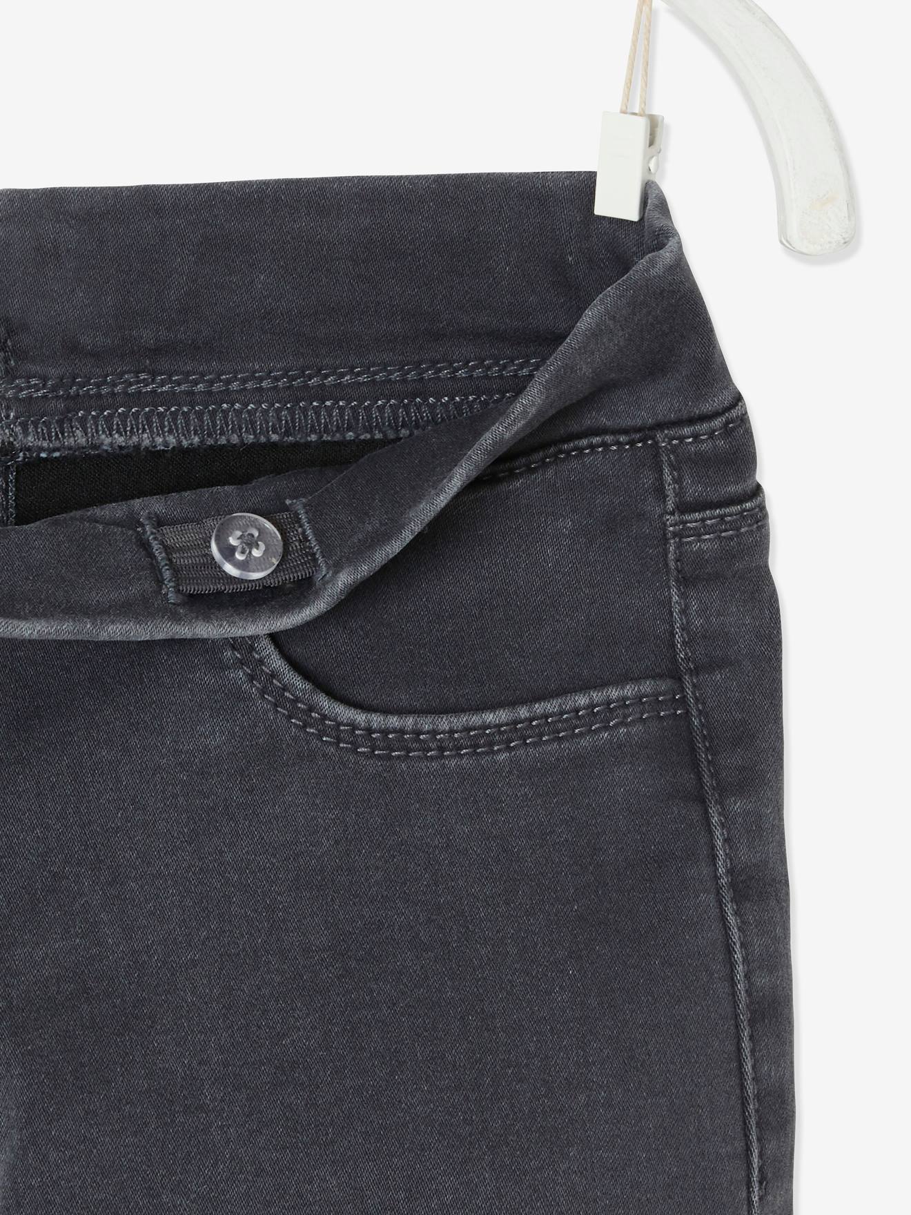 Calça legging jeans sem lavagem para meninas, lavagem cinza média