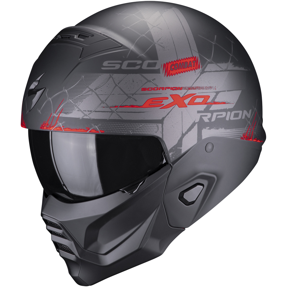 Scorpion - Casque Exo-Combat II Xenon Noir Mat / Rouge