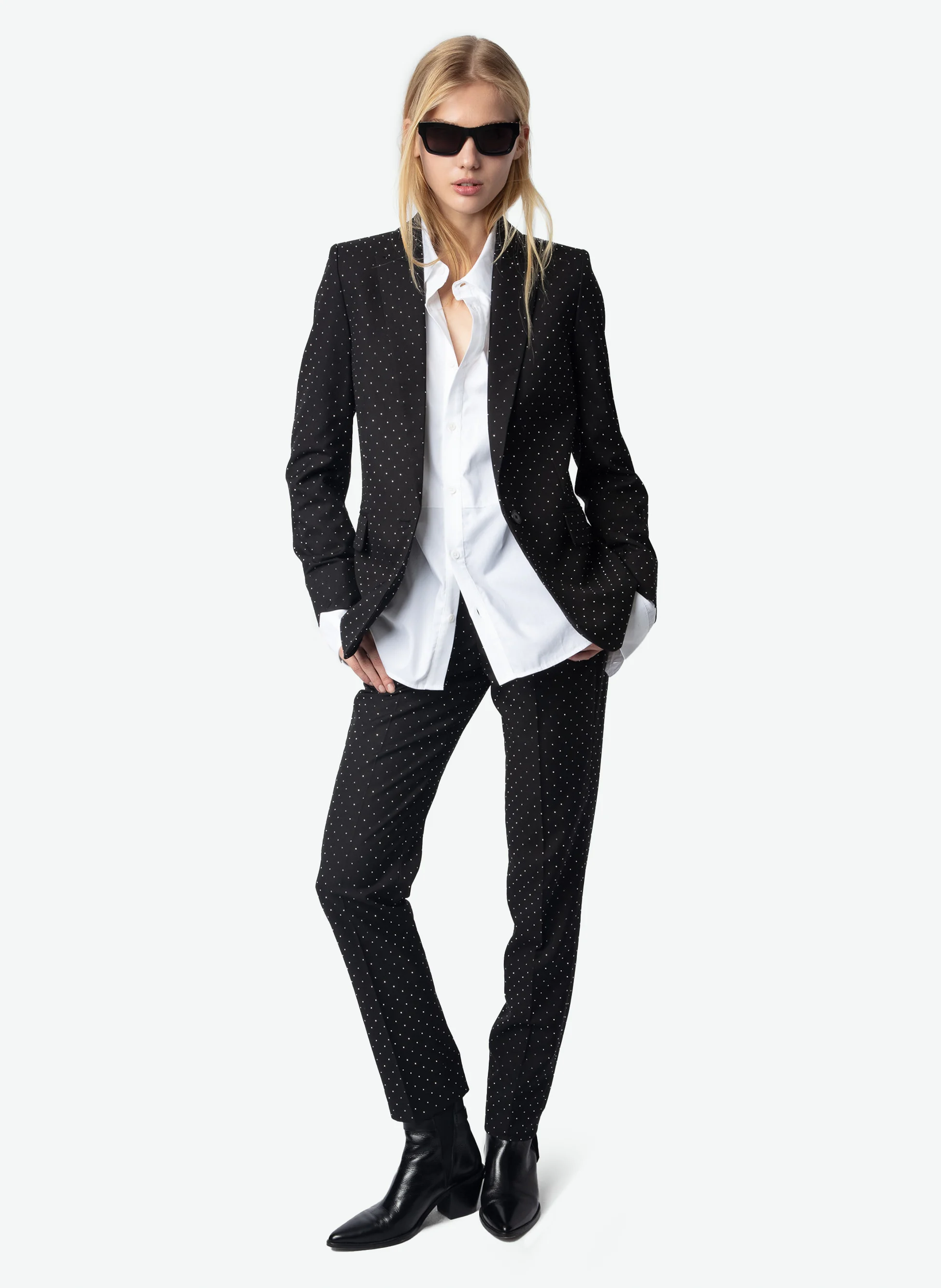 VALSE - Blazer droit à strass | Noir