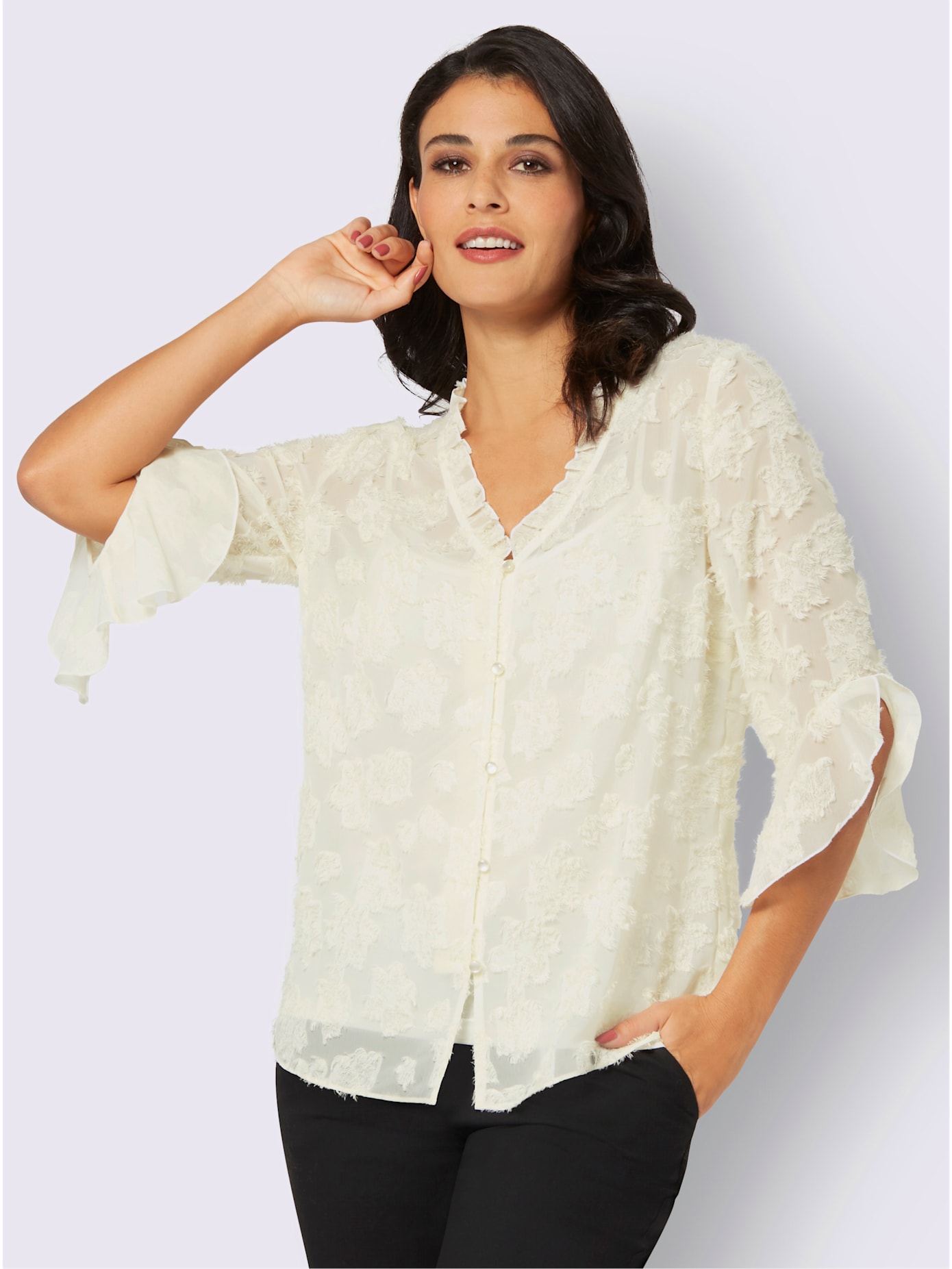Chemisier col v avec patte de boutonnage