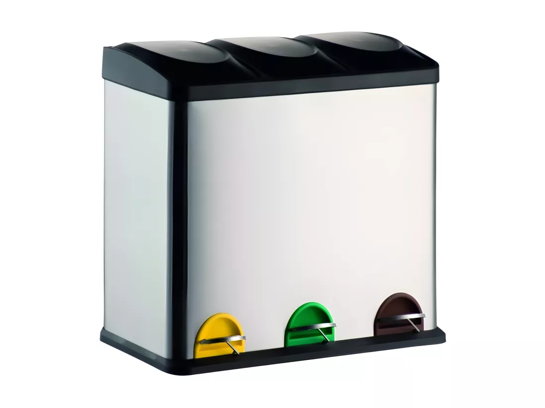 Poubelle à pédale Tri sélectif Inox 3x20L MSV