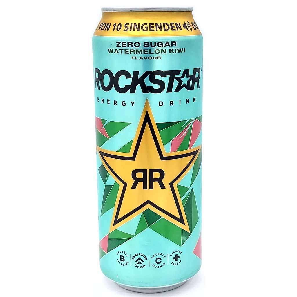 Rockstar Energy Drink Zero Sugar Watermelon Kiwi Flavour Dosen 12x500ml=6L MHD:16.7.25