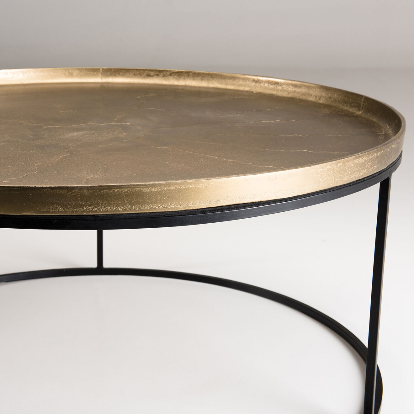Macabane Table basse ronde Jonas dorée - D.88xH.41 cm