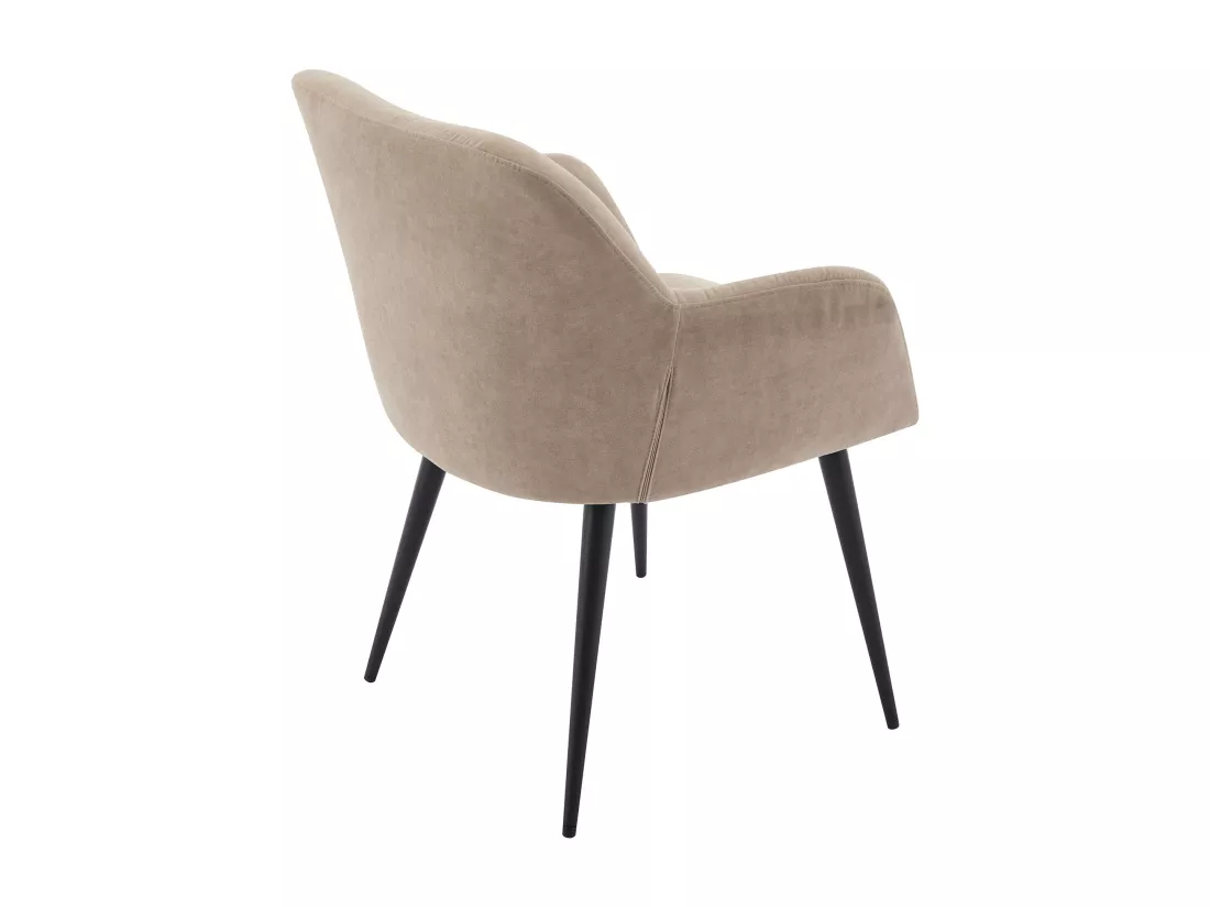 Lot de 2 chaises avec accoudoirs en tissu et métal noir - Beige - HEKA
