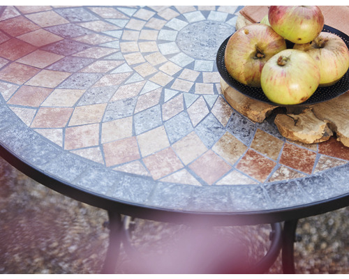 Siena Garden Prato balkontafel, steenmozaïeklook, Ø 60 H 69,5 cm, grijs