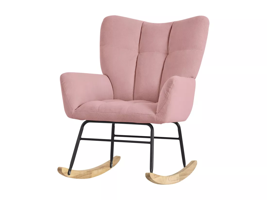 ML-Design Fauteuil à Bascule Rose, avec Housse en Tissu Éponge, Structure en Acier à Coucher